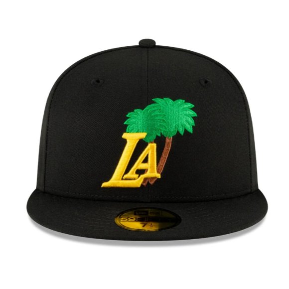 Los Angeles Lakers New Era Fitted Hat Icon Pink Undervisor 59FIFTY Black 7 +size - Picture 3 of 12